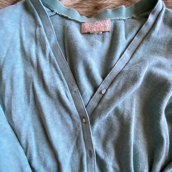SOLD Baby Blue Personal Identity Cropped Cardigan - Picture 2 of 3